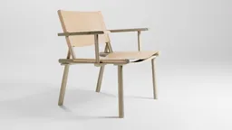 Modern beige leather and wood 3D chair model designed in Blender, displaying minimalist style with a detailed texture.