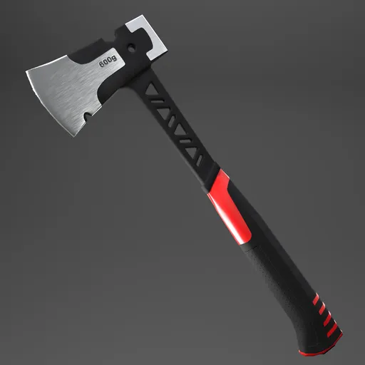 Detailed 3D model of a fireman's axe with textured grip, ideal for Blender 3D artists and fire-department simulations.