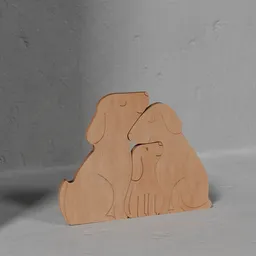 Minimalist Wooden Dog Family Decor