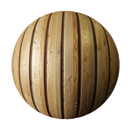 2K PBR Wood Texture for Blender, detailed wooden planks design with realistic displacement for floor or fence rendering.