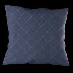 Detailed 3D model of a stitched blue pillow rendered in Blender, perfect for interior design visualization.