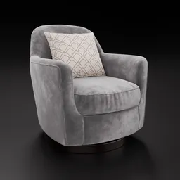 Detailed 3D Blender model of a modern fabric swivel chair, showcasing realistic textures and adjustable color design.