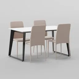 Ceramic 4-Seater Dining Table Set