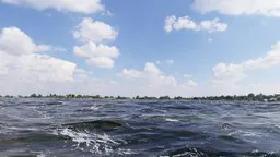 Realistic Blender 3D ocean model with dynamic waves and foam, suitable for environmental scenes.