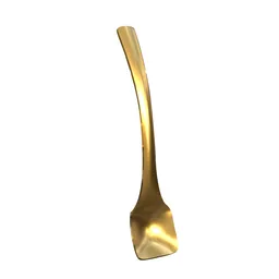 Elegant golden 3D spoon model with realistic reflections, perfect for Blender 3D rendering and animation.