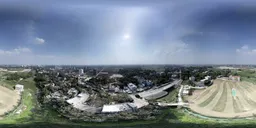 Panoramic Aerial View of Suburban Fields