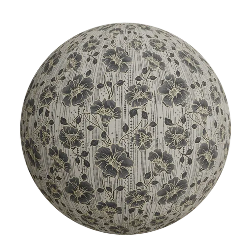 Black cream floral wallpaper