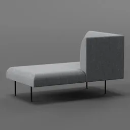 "Scandinavian-inspired Kare 2-seater corner sofa in gray by Henrik Weber for Blender 3D. This 3D model features a long back, long arm, and angular jawline, perfect for interior designers seeking contemporary furniture designs."