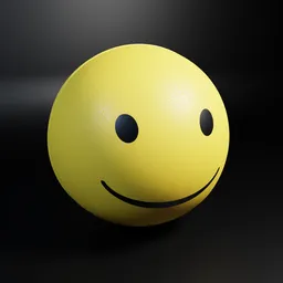 High-quality 3D Smiley Ball model with realistic textures, ideal for Blender rendering and emojis.