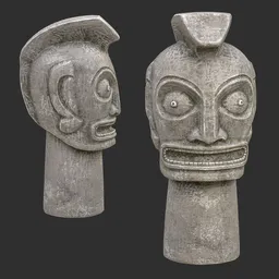 Tiki God Mohawk Warrior Statue Stone