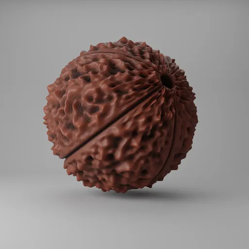 Highly detailed 3D model of textured Rudraksha seed, compatible with Blender for nature-themed digital rendering.