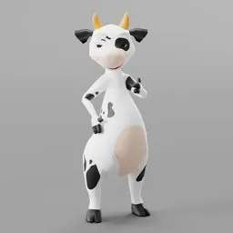 "Rigged Cow 3D Model for Blender 3D: Clean topology and welcoming attitude. Perfect for character animation with UVs in place and ready to pose."