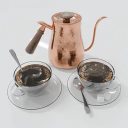 Copper Kettle and Glass Coffee Set