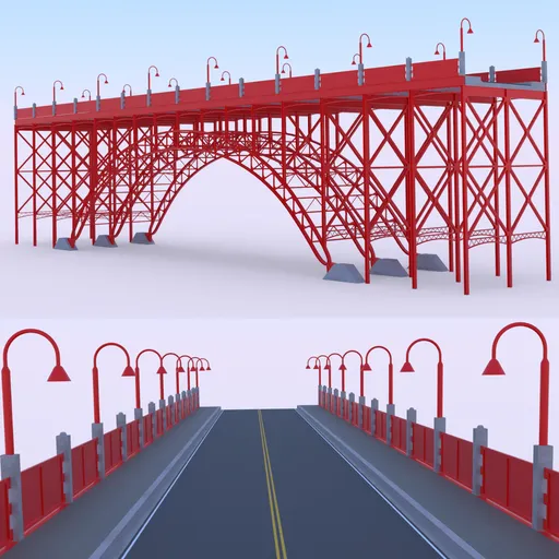 Steel road bridge