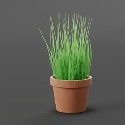 Detailed 3D Blender model showcasing vibrant green potted chives for interior 3D scenes.