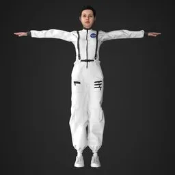 Woman Astronaut Jumpsuit Rigged