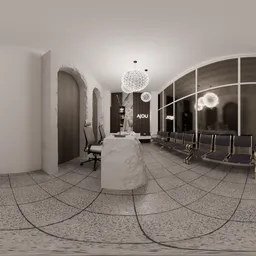 Interior Car Dealer Reception at Night