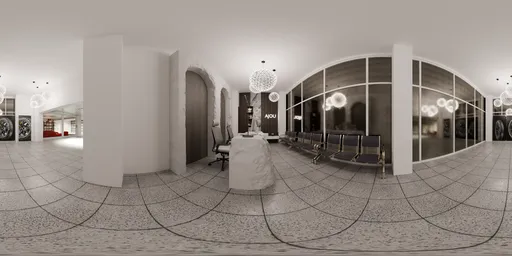 Interior Car Dealer Reception at Night