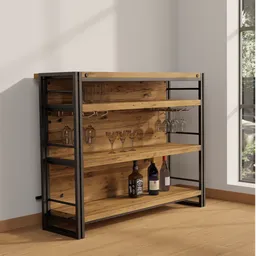 Industrial Wood Bar Shelf