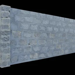 3D model of a textured stone blocks wall with quad mesh topology, optimized for Blender rendering.