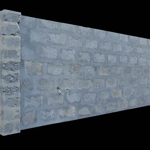 3D model of a textured stone blocks wall with quad mesh topology, optimized for Blender rendering.