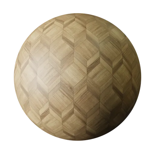 Medium-toned herringbone oak PBR texture for 3D modeling, evoking traditional marquetry.