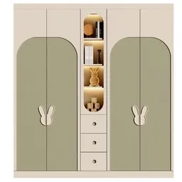 Modern Kids Wardrobe with Bunny Handles