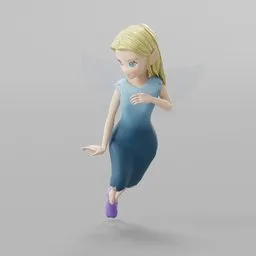 Low poly fairy 3D model with clean topology, UVs arranged, ready for animation in Blender.