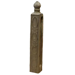 Highly-detailed sculpted column for 3D fence design, Blender-compatible, featuring intricate relief patterns.
