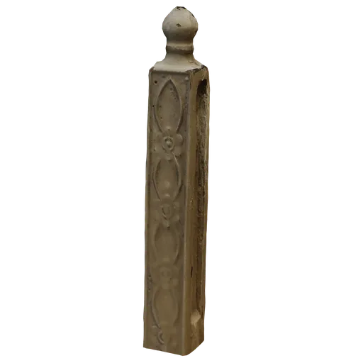 Highly-detailed sculpted column for 3D fence design, Blender-compatible, featuring intricate relief patterns.