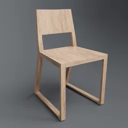 3D oak chair model with modern design, compatible with Blender, showcasing clean geometry and realistic textures.