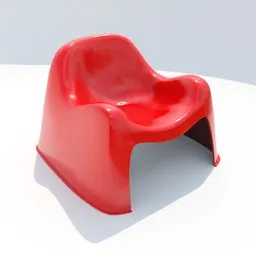 Red glossy 3D model of ergonomic designer chair, suitable for Blender rendering and furniture visualization.