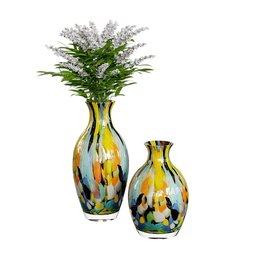 "Vibrantly colored vase with flowers on a white background, perfect for decorating living rooms and bedrooms - 3D model for Blender 3D."
-OR-
"Impressionistic decorative vase with colorful glass art and iridescent colors, ideal for enhancing the ambiance of living spaces - 3D model for Blender 3D."