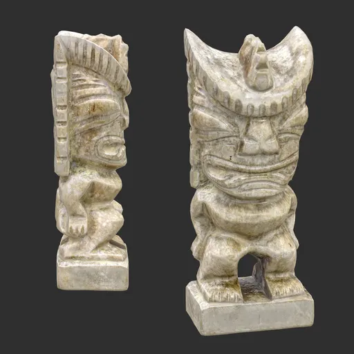 Tiki God Mad Warrior Statue Marble