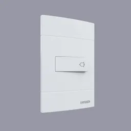 3D rendered white plastic residential doorbell model for architectural visualization in Blender.