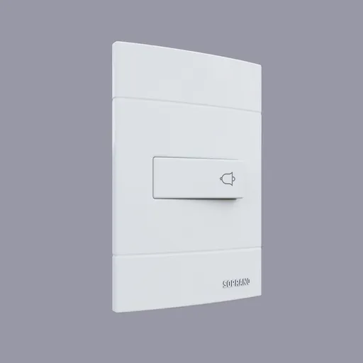 3D rendered white plastic residential doorbell model for architectural visualization in Blender.