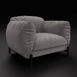 Detailed 3D model of a retro-styled cozy armchair, compatible with Blender 4.0, ideal for interior renderings.