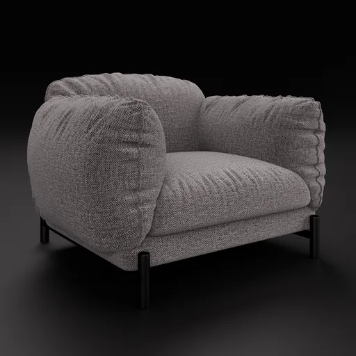 Detailed 3D model of a retro-styled cozy armchair, compatible with Blender 4.0, ideal for interior renderings.