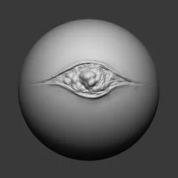 Detailed open wound sculpting brush effect for 3D character modeling in Blender.
