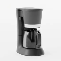 Detailed 3D coffee maker model, ideal for Blender animations, with customizable parts for kitchen scenes.
