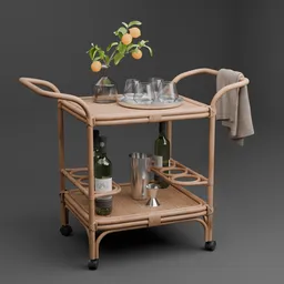 Rattan Bar Cart