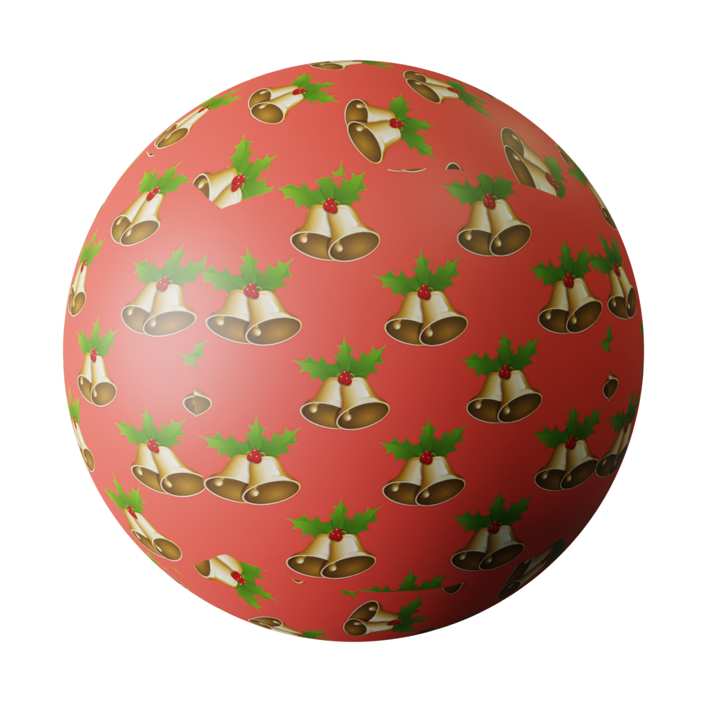 christmas-wrapping-paper-bells-free-3d-paper-materials-blenderkit