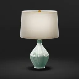 "Discover a stunning aquamarine Cirrus Art Glass Lamp, meticulously created with Blender 3D software. This table lamp, inspired by the works of Arlington Nelson Lindenmuth and William Harnett, exudes elegance and uniqueness. Its glaze finish and anisotropic filtering result in an official product image that captivates the eye."
