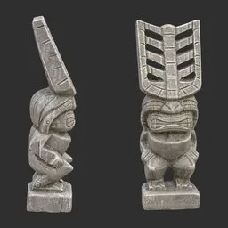 Tiki God Totem Obelisk Statue Stone