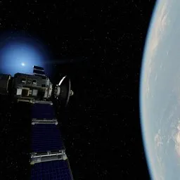 Satellite above Earth in Space