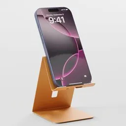 Iphone 17 pro on a tall phone stand