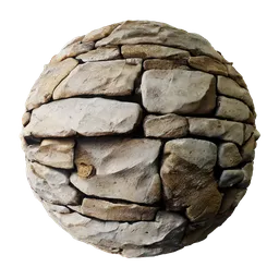 High-resolution stone wall PBR texture for 3D modeling and rendering, available in 4K with multiple map types.