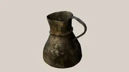 Vintage-style Blender 3D model of an aged, handled oxidized copper cup, indicative of typical farmer's drinkware.