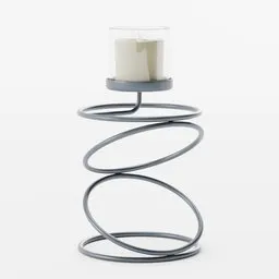 Steel circular 3D rendered candlestick with simple modern design, ideal for Blender 3D artists.