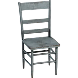 Detailed Blender 3D model of a rustic painted wooden chair with realistic textures and materials.